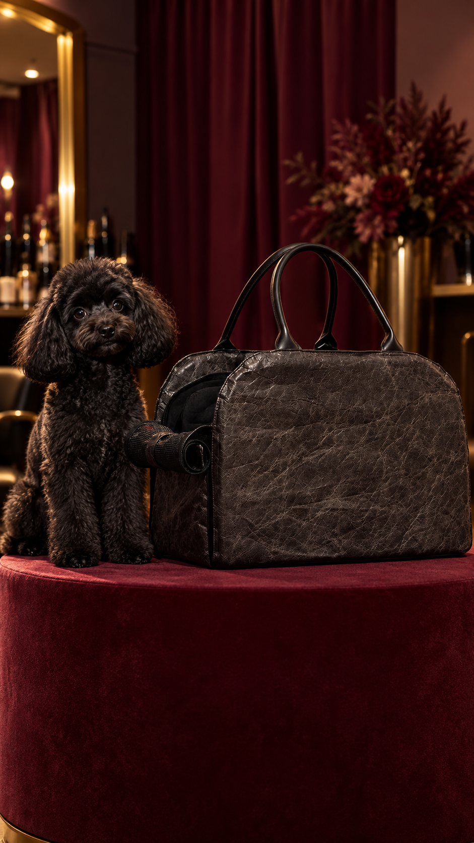 Windproof PU Leather Pet Carrier Bag — Warm Travel Handbag with Dual Mats for Small Dogs & Cats | Black & Brown