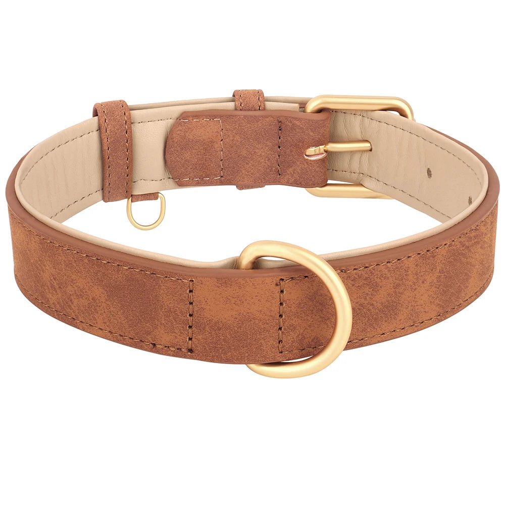 Soft Padded Leather Dog Collar | Adjustable PU Leather | S–XL