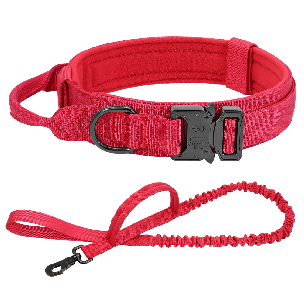 Durable Military Tactical Dog Collar Bungee Leash Set Pet Nylon Walking Training Collar For Medium Large Dogs German Shepard Fashioned Furbabies