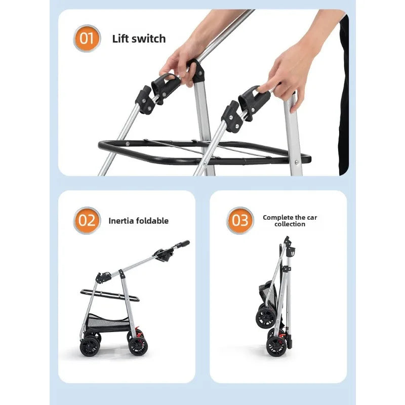3-in-1 Pet Stroller for Medium Dogs Puppy Cat Stroller  with Detachable Carrier Pad Lightweight Foldable Aluminum Alloy Frame Fashioned Furbabies