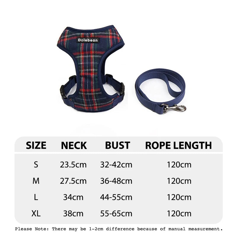 Dog Harness & Leash Set — Soft Vest with 47" Leash for Small & Medium Dogs | Lattice, Denim, Velvet & Print Styles