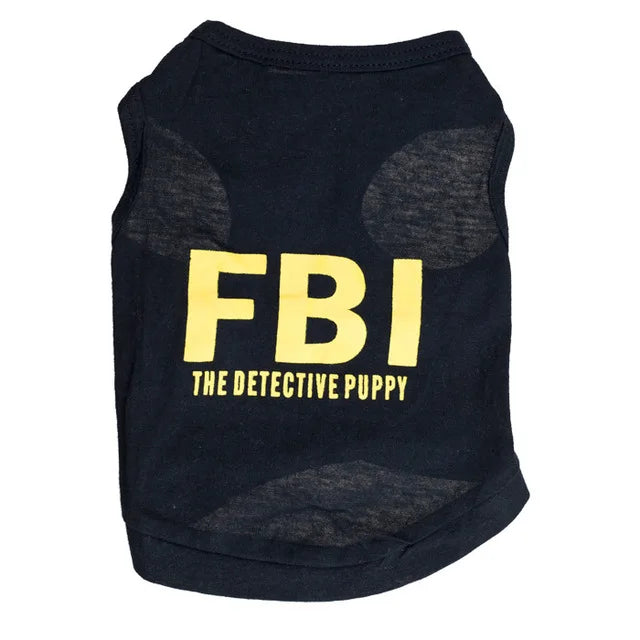 FBI Camouflage Letter Print Dog Vest — Breathable 100% Cotton Summer T-Shirt for Small Dogs | XS–XL