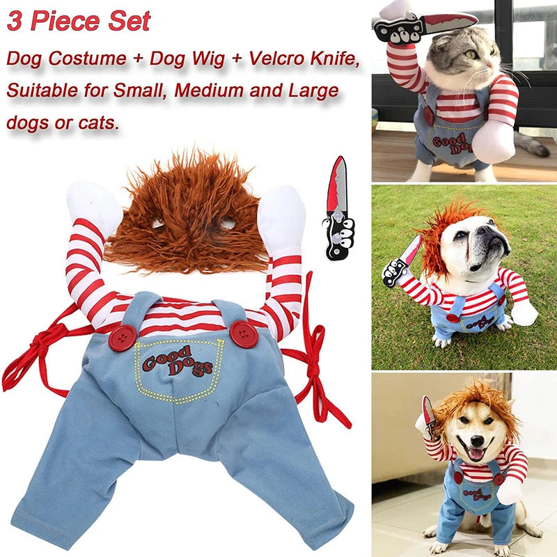 Halloween Dog & Cat Costume Set | Funny Adjustable Cosplay Outfit for Small Dogs & Cats
