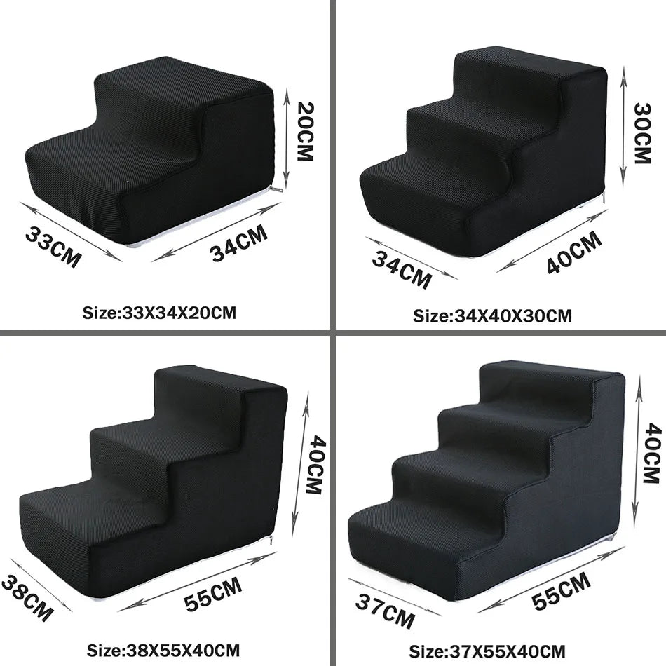 Pet Stairs & Dog Ramp — Detachable Sponge Steps for Dogs & Cats | 3-Step, Big 3-Step & 4-Step