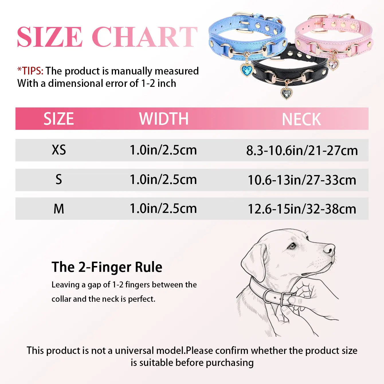 Gemstone PU Leather Dog Collar