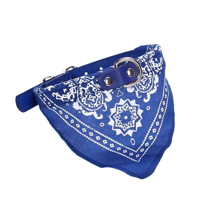 Dog & Cat Collar with Scarf | Adjustable PU Collar | XS–XL