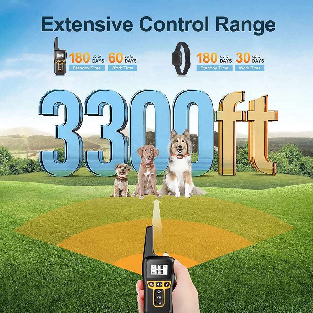 Dog Training Collar with Remote | 1000M Range, Waterproof & Rechargeable