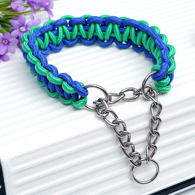 Adjustable P-Chain Dog Collar — Nylon Quick-Release Collar for Small, Medium & Large Dogs | 6 Colors | S–XL