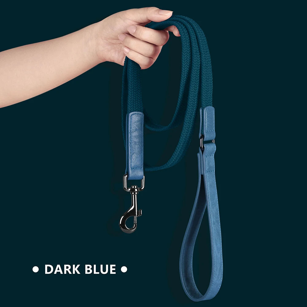 5ft Nylon Dog Leash with Soft PU Leather Handle — 360° Rotatable Hook for Small, Medium & Large Dogs | 6 Colors