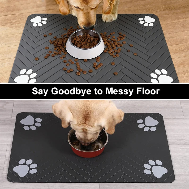 Absorbent Pet Feeding Mat — Non-Slip Waterproof Placemat for Dog & Cat Food and Water Bowls | 3 Sizes | 3 Styles