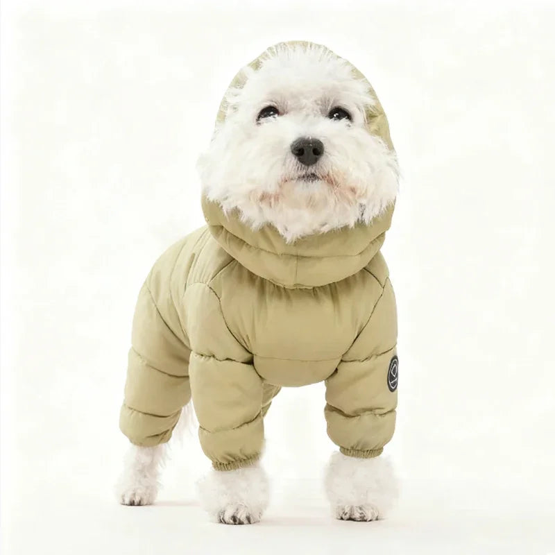 Korean Teddy Poodle Small Dog Pet Dog Winter Clothes Four Legged Coat Thick Down Cotton Jacket for Warmth and Cold Protection