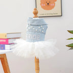 Bride Apparel For Dogs Autumn Denim Coat With Tutu Skirt Pet Dresses For Small Puppy Animal Cat Dachshund Suit Chihuahua Clothes Fashioned Furbabies