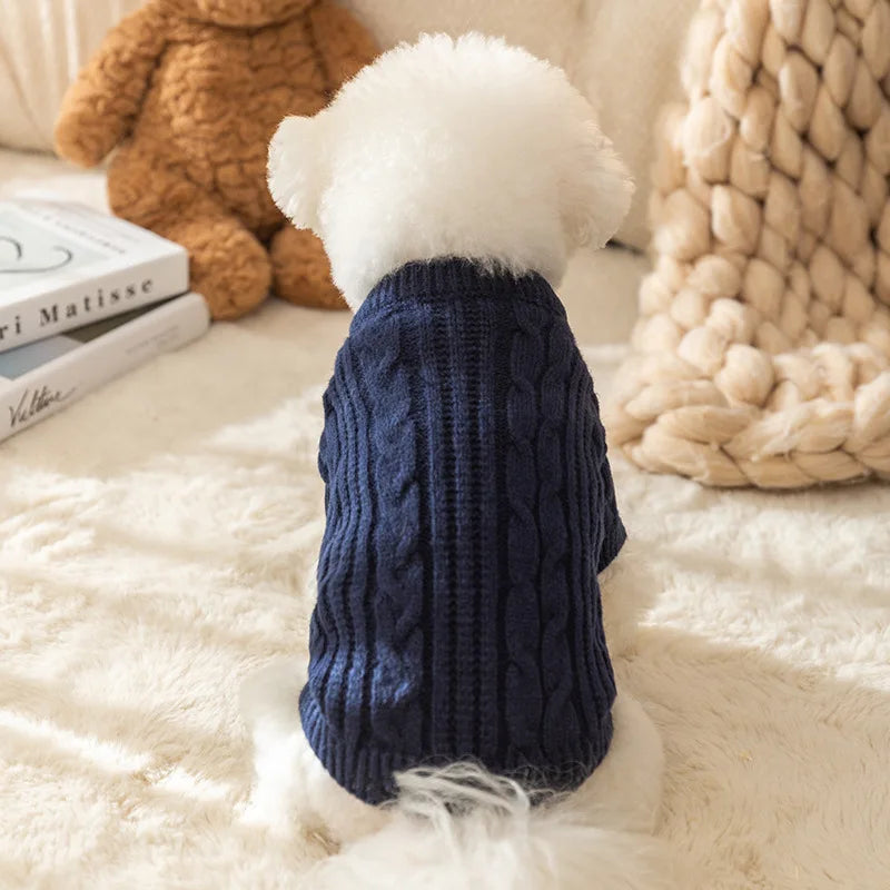 Luxury Dog Clothes Solid Winter Dog Sweater Pet Dog Costume Chihuahua Bichon French Bulldog Clothing Puppy Warm Dog Coat Knitted