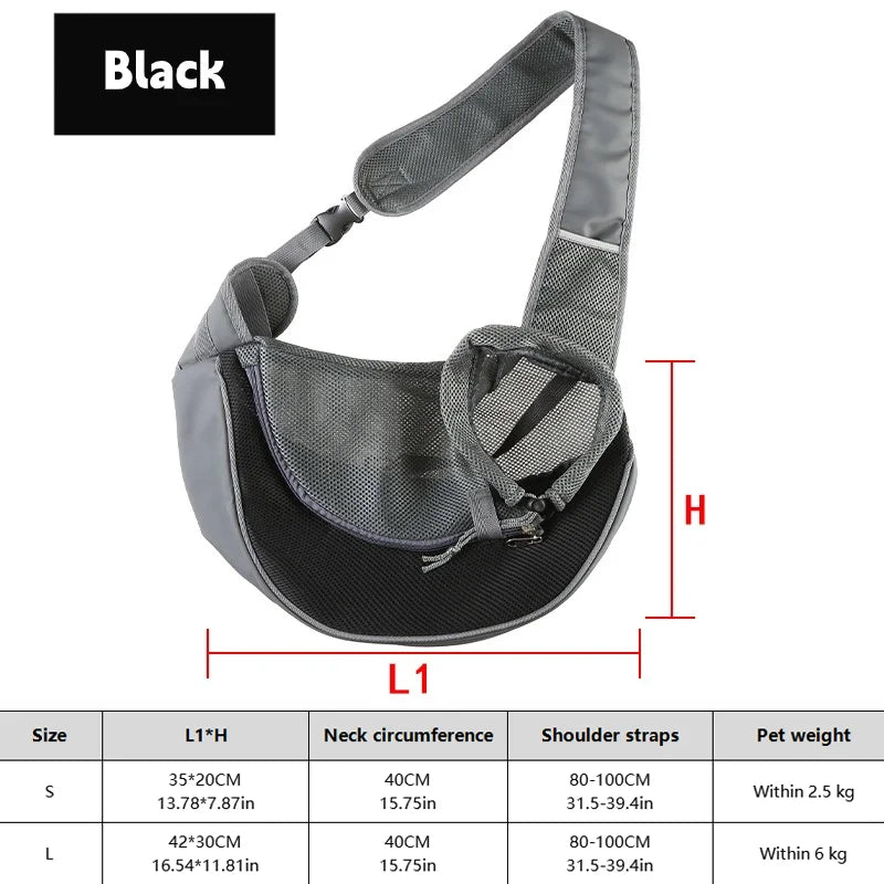 Dog Sling Carrier & Crossbody Bag — Breathable Mesh Pet Backpack for Small Dogs & Cats | Hiking & Travel