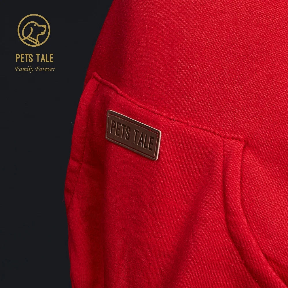 Dog Hoodie with Pocket, Leather Patch, Hook and Loop Fastener Collar -
