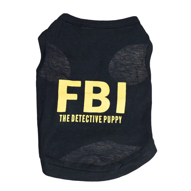 FBI Camouflage Letter Print Dog Vest — Breathable 100% Cotton Summer T-Shirt for Small Dogs | XS–XL