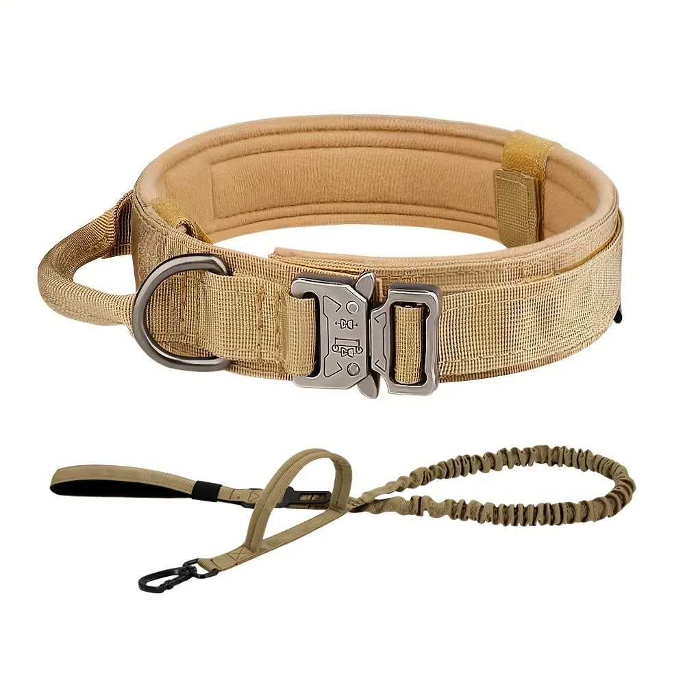 Tactical Dog Collar with Control Handle — 1000D Nylon, Double Closure & D-Ring | Collar Only or Collar & Leash Set | M–XL