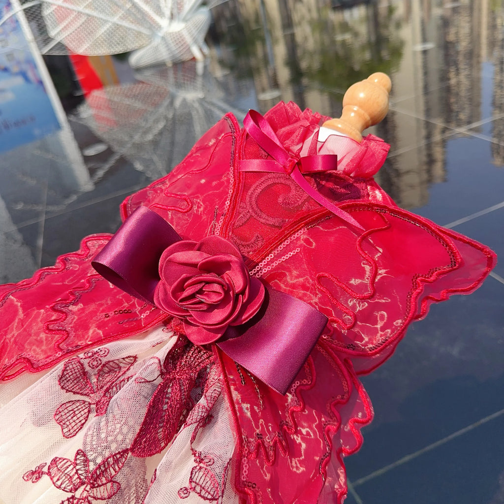 Butterfly Wing Princess Dress - Handmade Lace & Flower Design