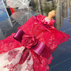 Butterfly Wing Princess Dress - Handmade Lace & Flower Design