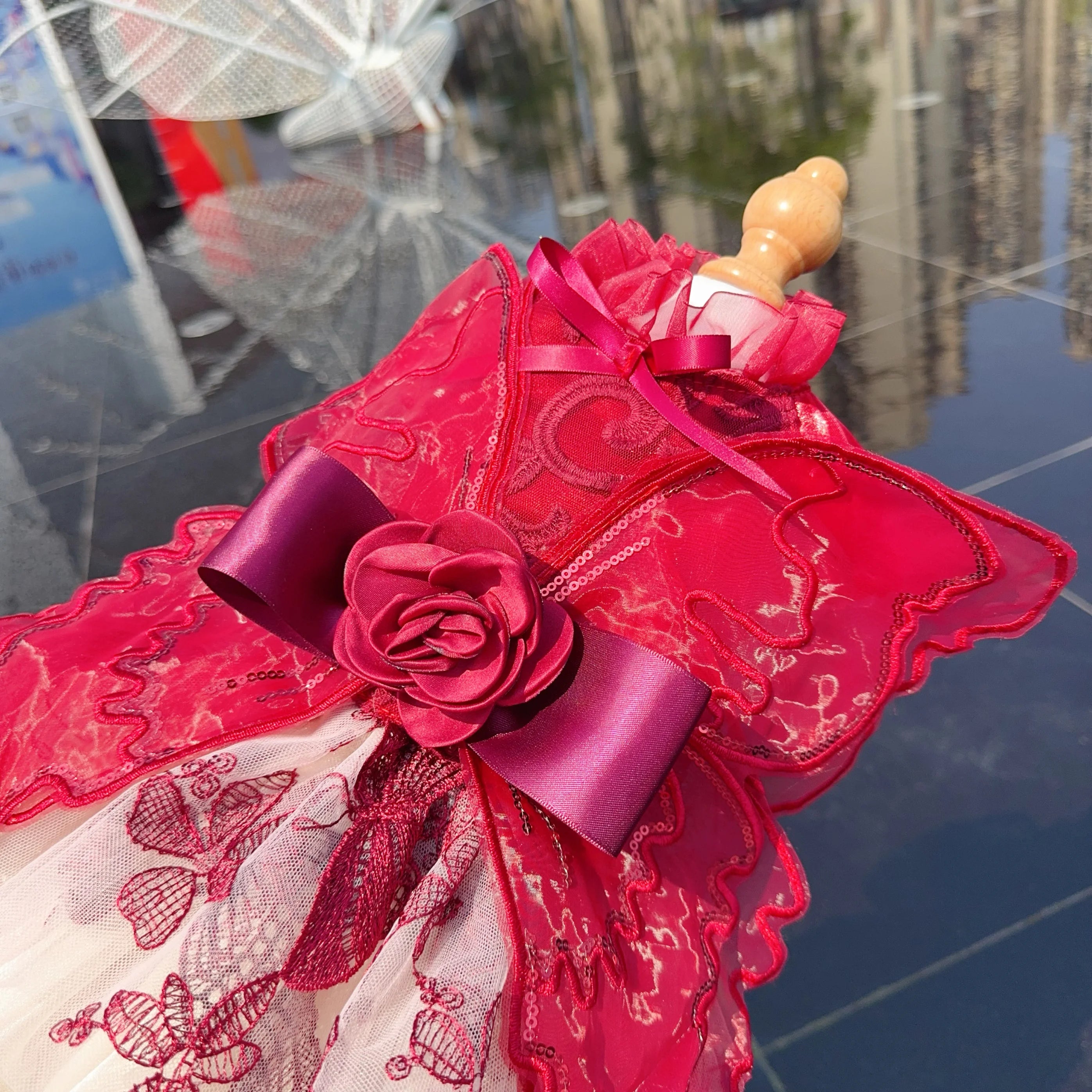 Butterfly Wing Princess Dress - Handmade Lace & Flower Design