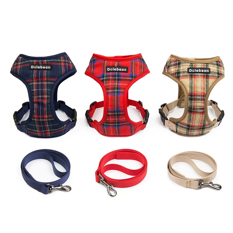 Dog Harness & Leash Set — Soft Vest with 47" Leash for Small & Medium Dogs | Lattice, Denim, Velvet & Print Styles