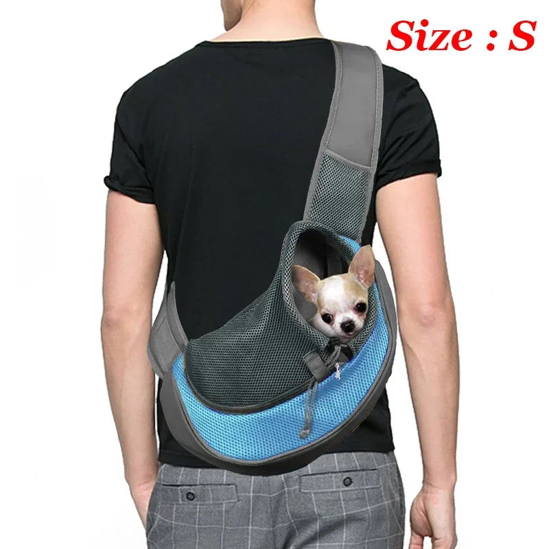 Dog Sling Carrier & Crossbody Bag — Breathable Mesh Pet Backpack for Small Dogs & Cats | Hiking & Travel