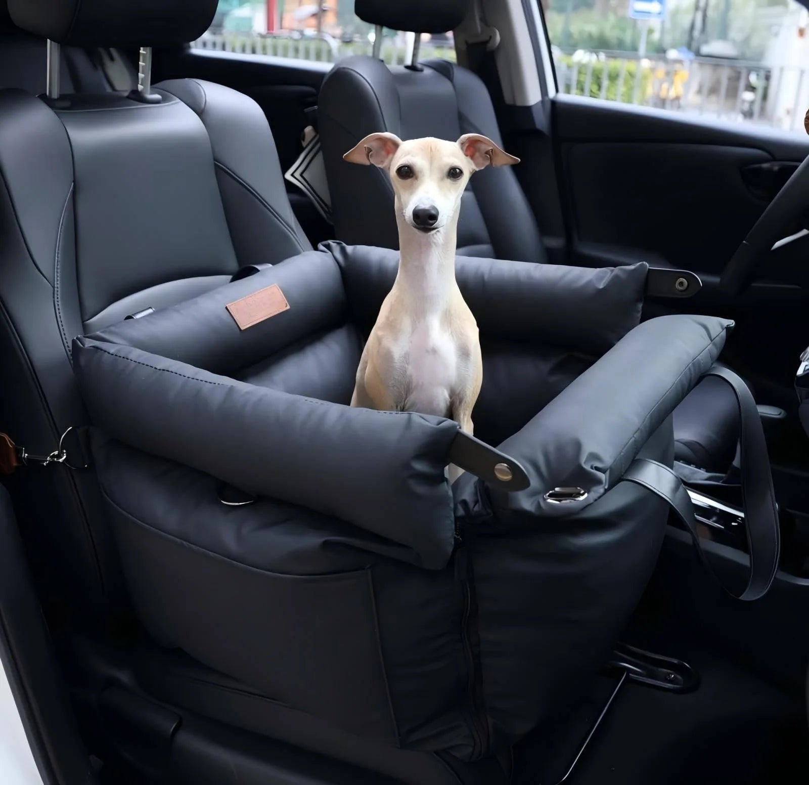 Pet Outing Luxury Faux Leather Dog Car Seat Waterproof Dog Beds Kennel Pet Booster Car Seat Dog Cat Travel Seat Fashioned Furbabies