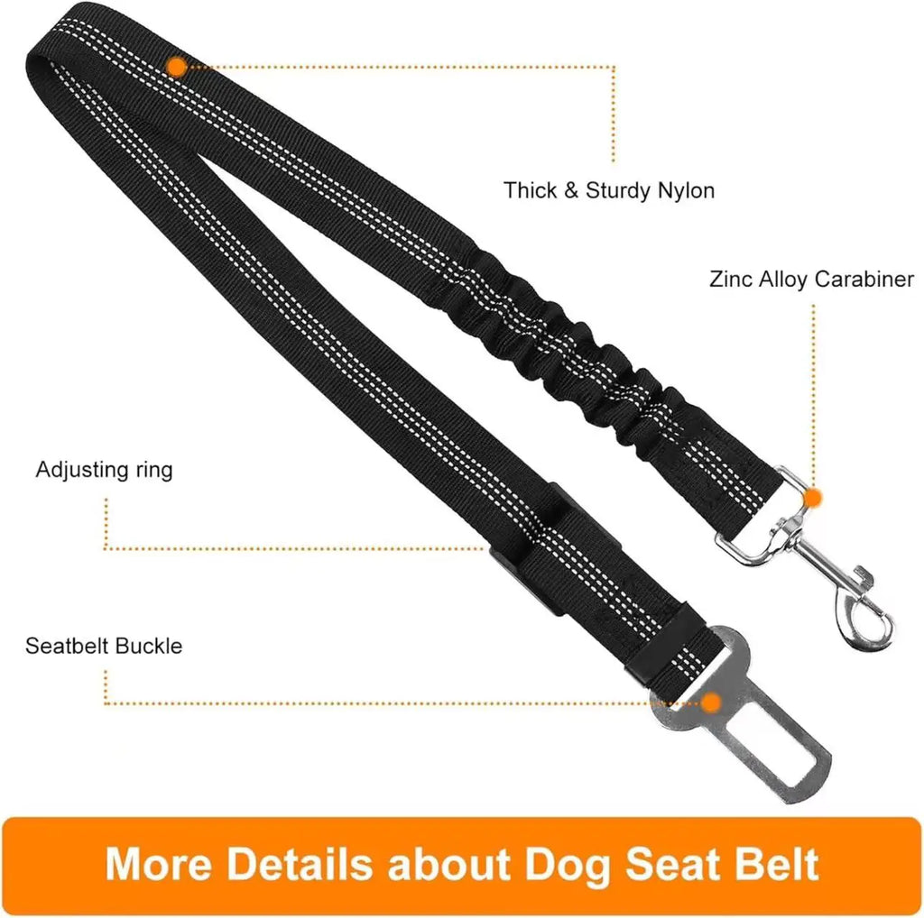 Nylon Pet Safety Seat Belt with Elastic Bungee Buffer Reflective
