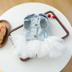 Bride Apparel For Dogs Autumn Denim Coat With Tutu Skirt Pet Dresses For Small Puppy Animal Cat Dachshund Suit Chihuahua Clothes Fashioned Furbabies