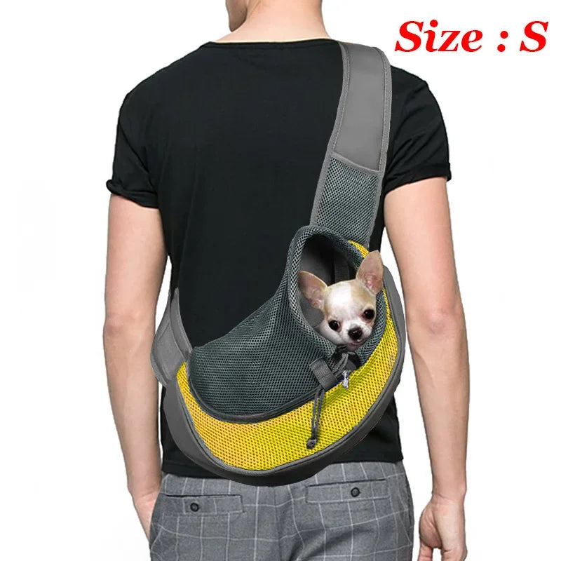 Dog Sling Carrier & Crossbody Bag — Breathable Mesh Pet Backpack for Small Dogs & Cats | Hiking & Travel