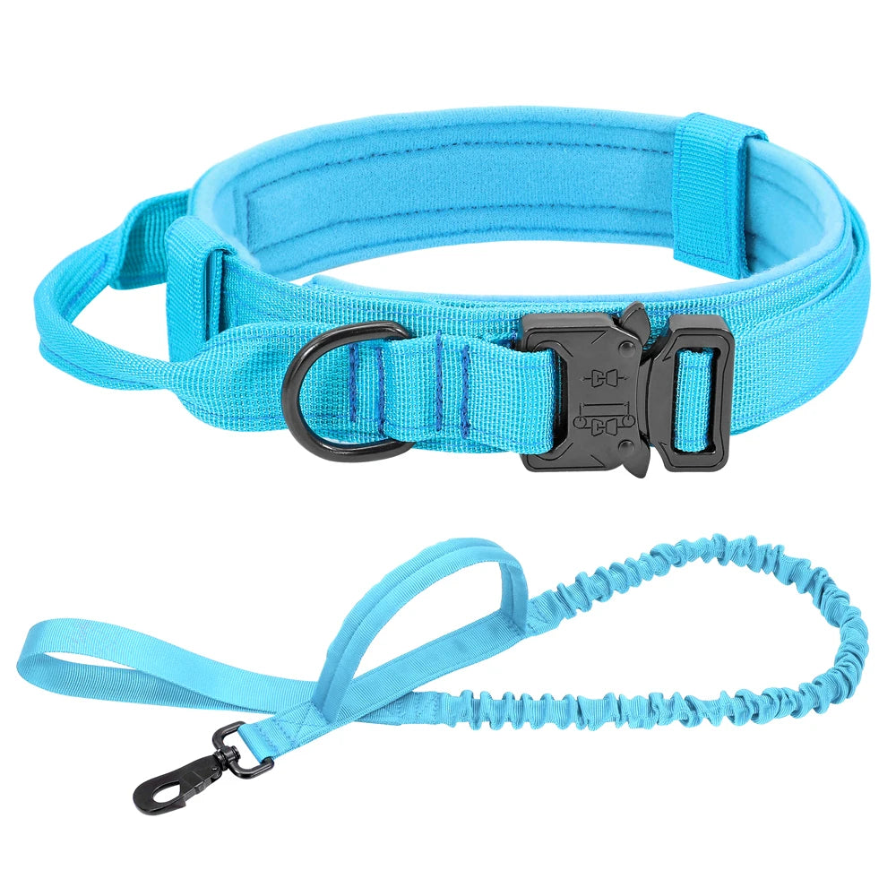 Durable Military Tactical Dog Collar Bungee Leash Set Pet Nylon Walking Training Collar For Medium Large Dogs German Shepard Fashioned Furbabies