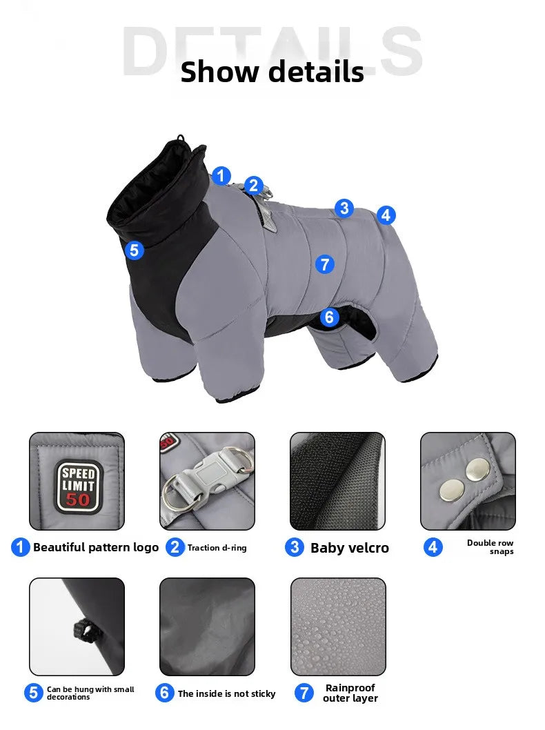 Winter dog cotton coat, , waterproof, non stick fur,