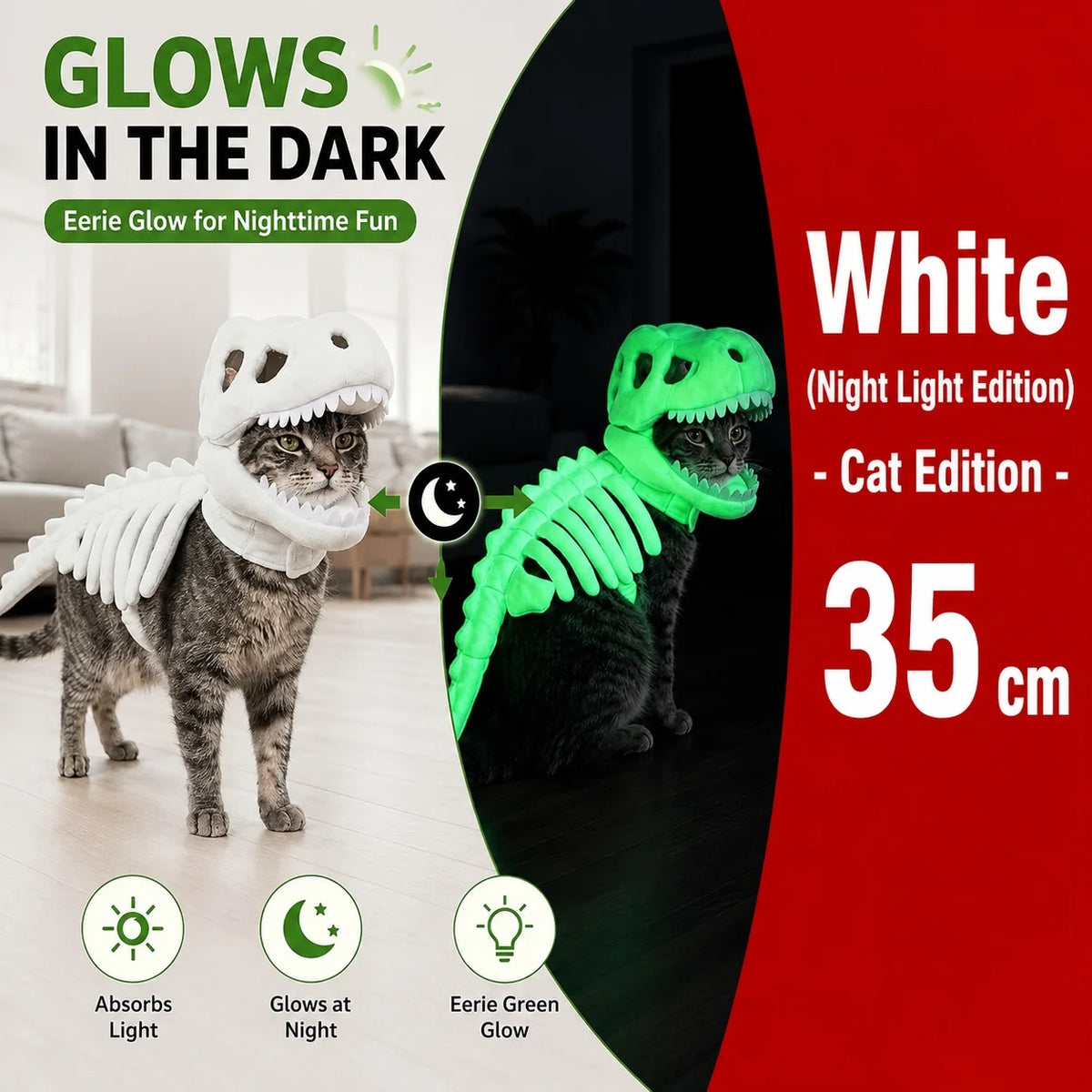 Halloween Dinosaur Skeleton Pet Costume | Plush Over-the-Head Cosplay for Dogs & Cats