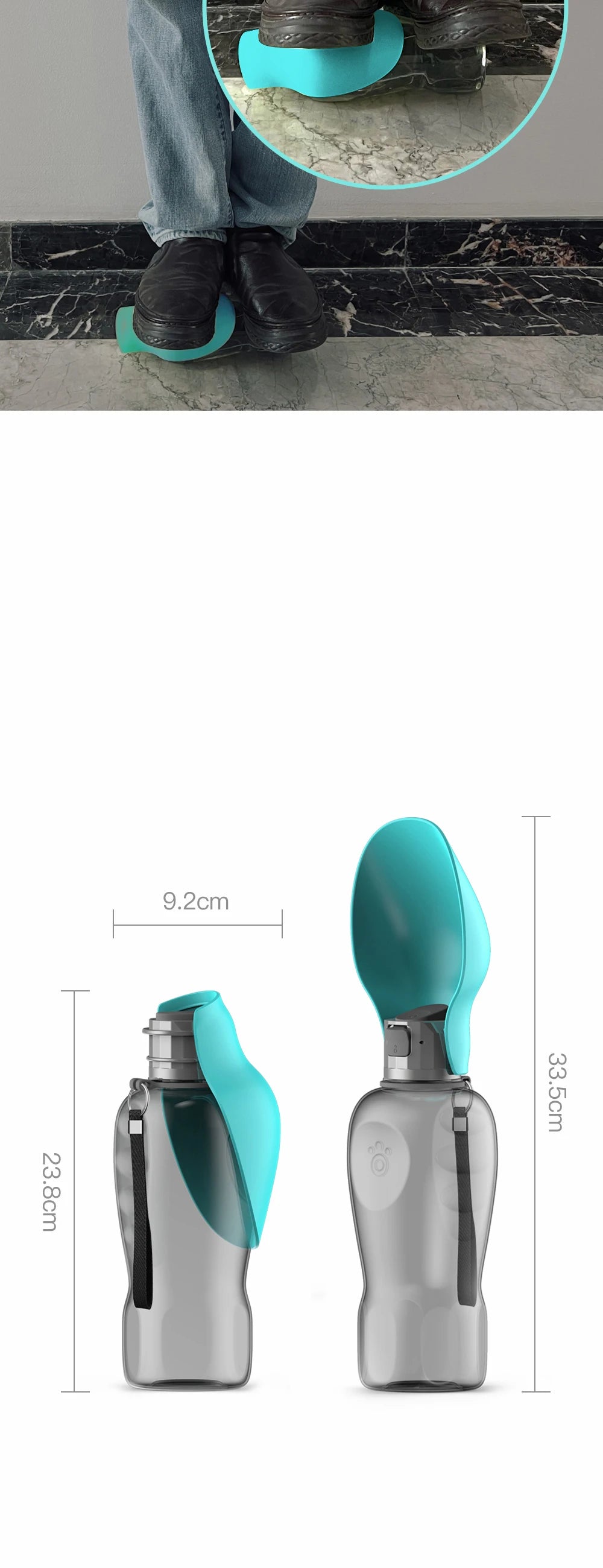 Portable Dog Water Bottle — 800ml Foldable Travel Dispenser for Small, Medium & Large Dogs | 4 Colors