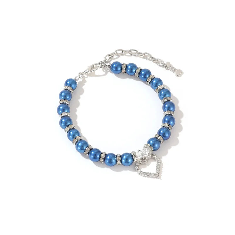 Luxury Pearl & Rhinestone Dog Necklace Collar | Bling Pet Collar | S–L