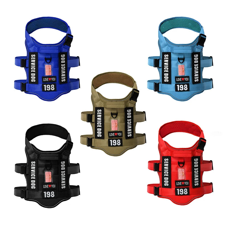 Service Dog Vest & No-Pull Harness with 4 Patches — Reflective, Padded Handle | S, M, L