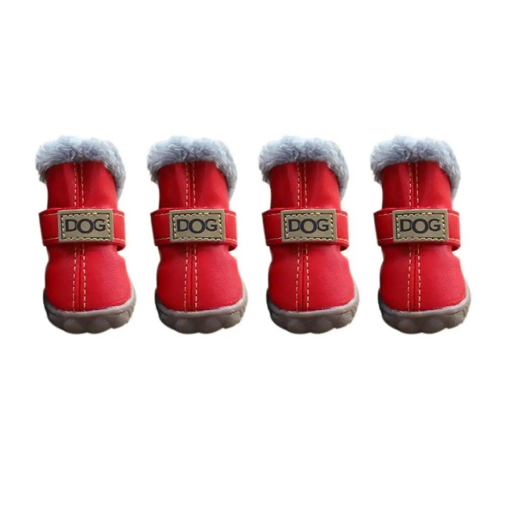 Dog Rainshoes, Snow Boots Waterproof Soft Plush/PU Non Slip for 4Pcs/Set Chihuahua