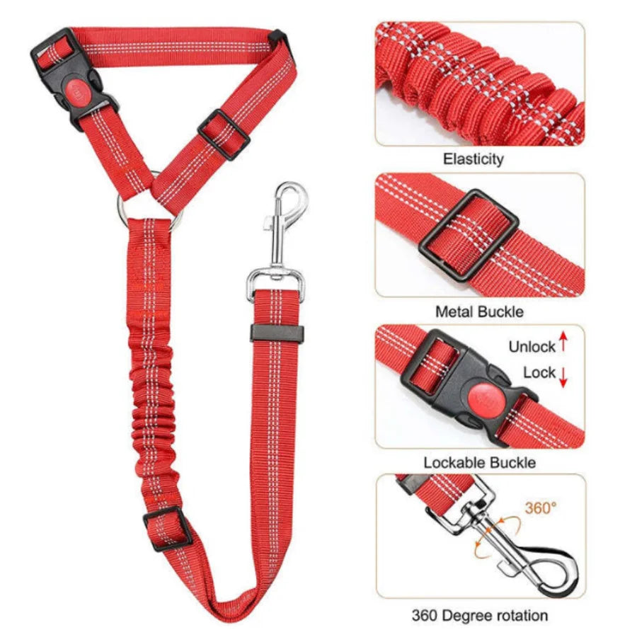 Reflective Elastic Dog Car Seat Belt & Leash