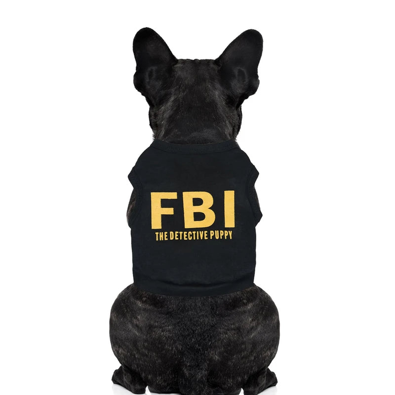 FBI Camouflage Letter Print Dog Vest — Breathable 100% Cotton Summer T-Shirt for Small Dogs | XS–XL