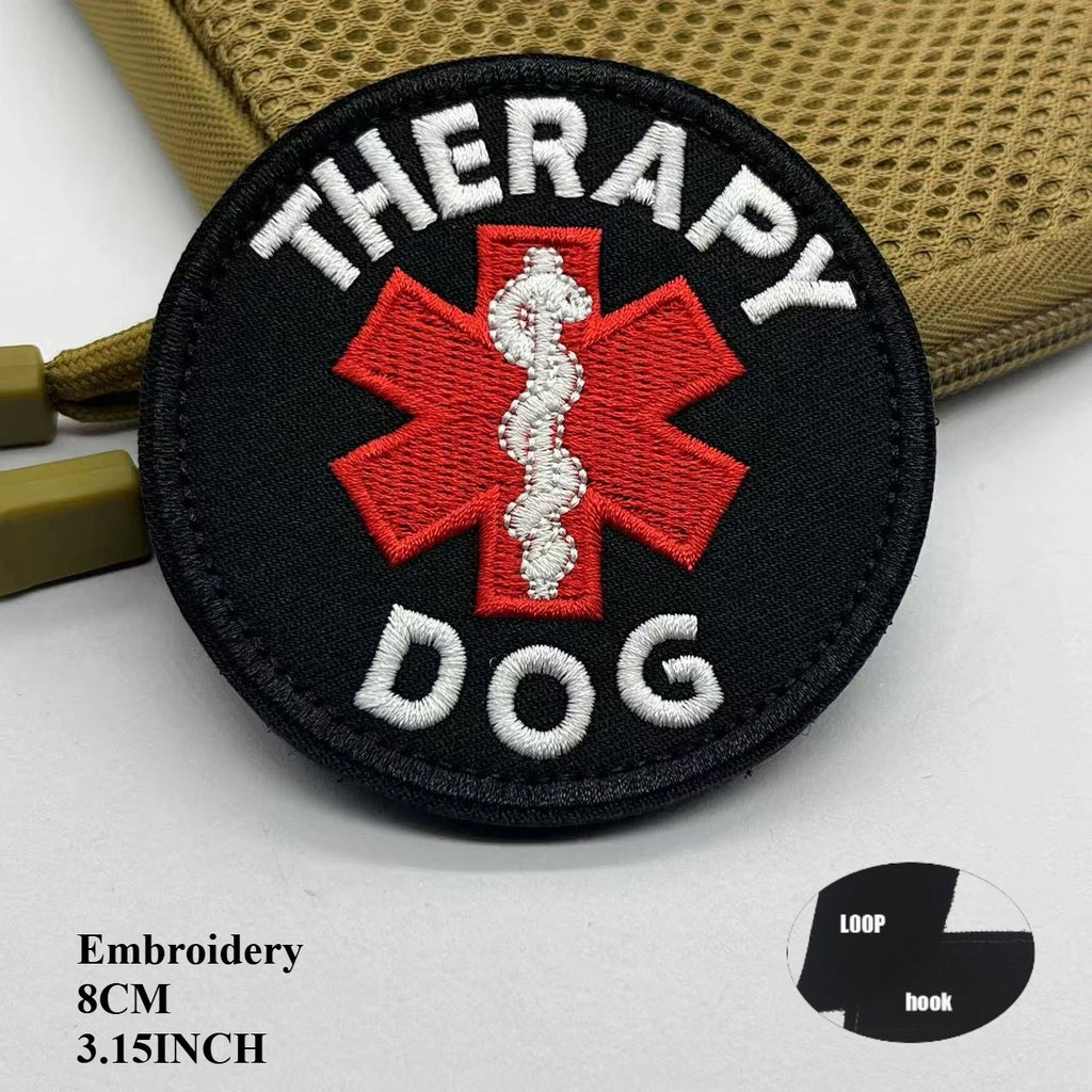 Service Dog & Therapy Dog Embroidered Velcro Patches — Do Not Pet, In Training, Rescue & Guide Dog Badge