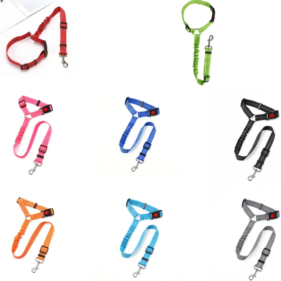 Reflective Elastic Dog Car Seat Belt & Leash