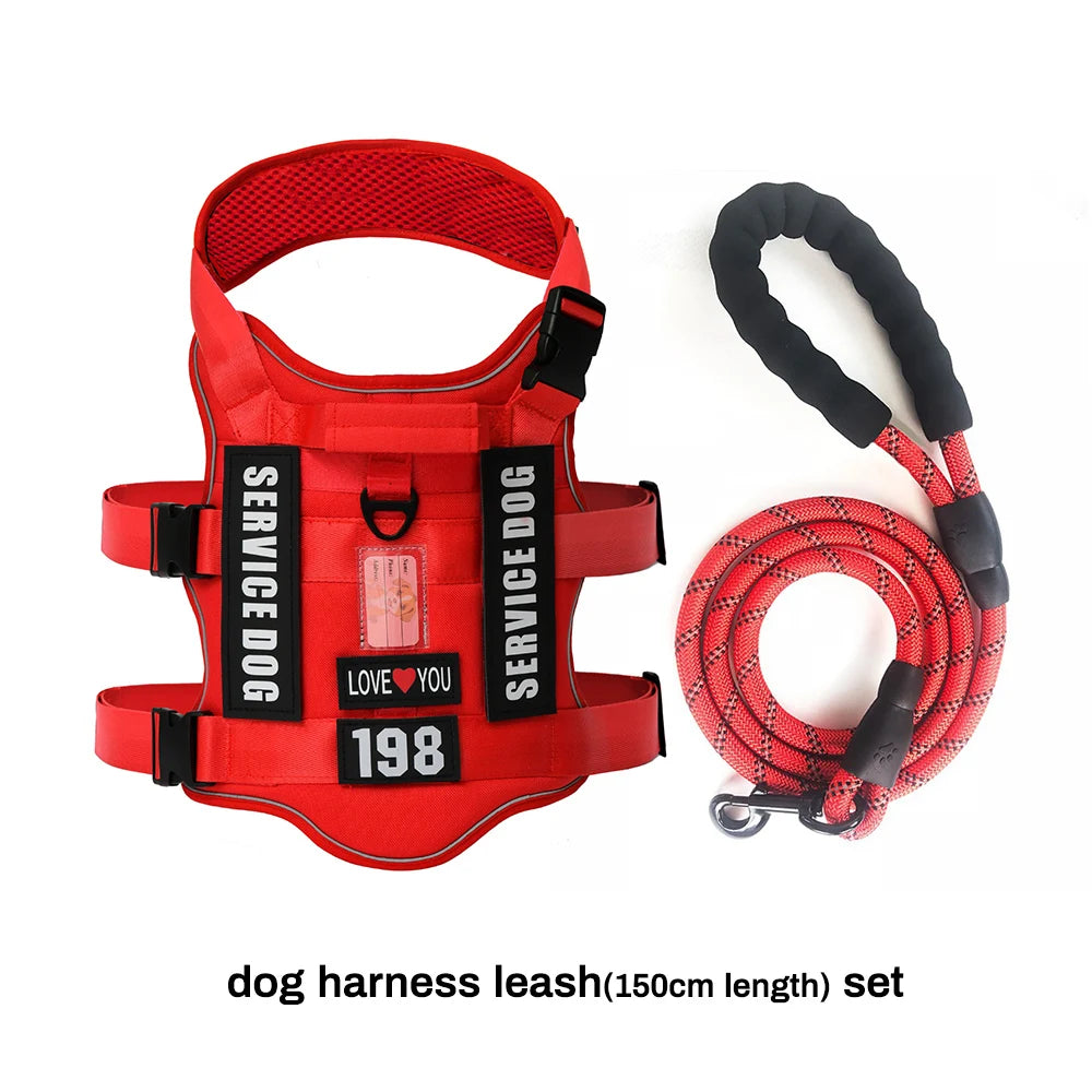 Service Dog Vest & No-Pull Harness with 4 Patches — Reflective, Padded Handle | S, M, L