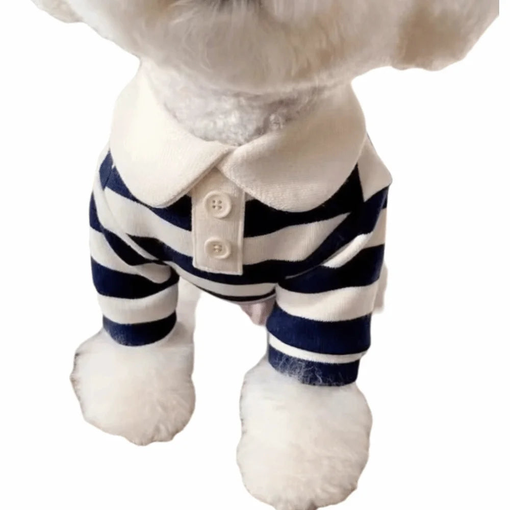 Striped Collared Dog Shirt & Breathable Cooling Vest — Soft Polyester T-Shirt for Small Dogs | XS–2XL