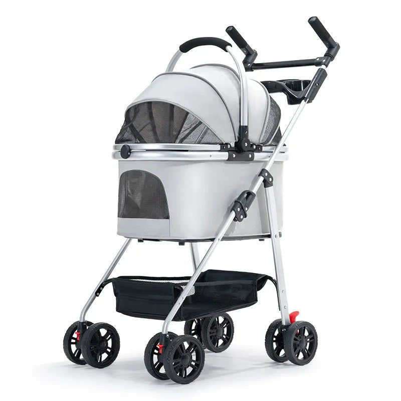 3-in-1 Pet Stroller for Medium Dogs Puppy Cat Stroller  with Detachable Carrier Pad Lightweight Foldable Aluminum Alloy Frame Fashioned Furbabies