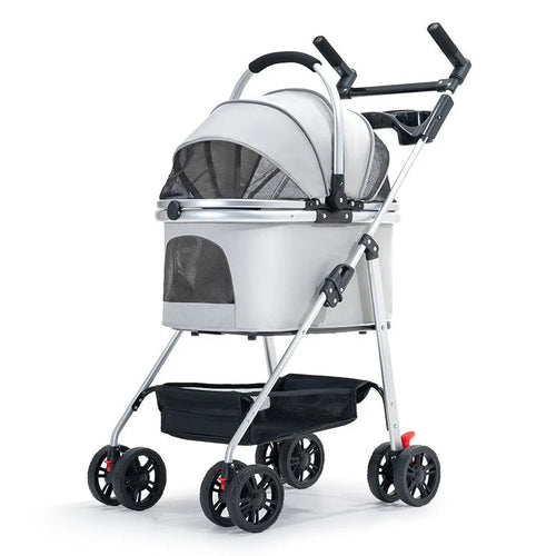 3-in-1 Pet Stroller for Medium Dogs Puppy Cat Stroller  with Detachable Carrier Pad Lightweight Foldable Aluminum Alloy Frame Fashioned Furbabies
