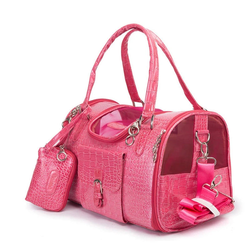 Portable Dogs carrier Pet Cat Shoulder Handbag Car Seat Control Nonslip Dog Carriers Safe Small Dog Leather carrier Chihuahua Fashioned Furbabies
