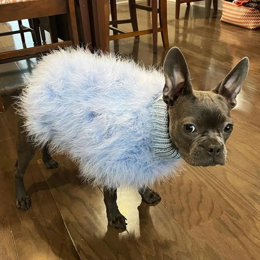 Luxury Fur Dog Coat — Warm Core Yarn Sweater for French Bulldogs, Pugs & Small Breeds | Autumn & Winter | 3 Colors