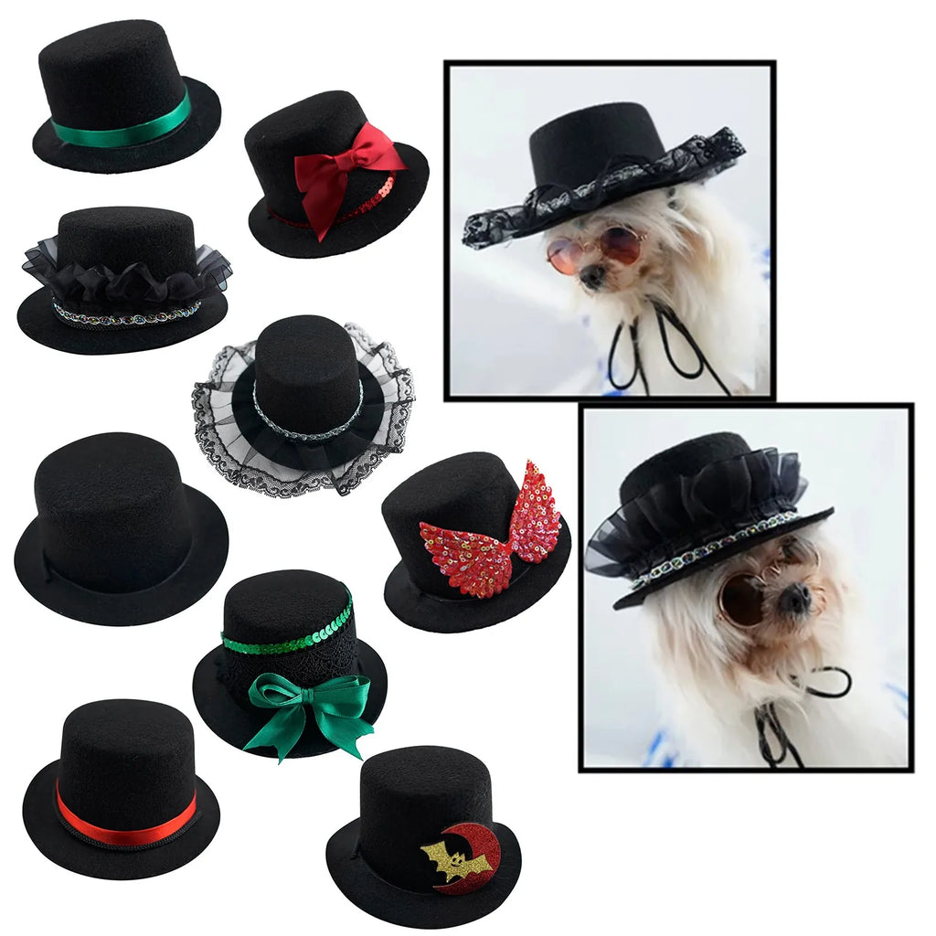 Pet Top Hat | Black Gentleman Formal Hat for Dogs, Cats & Small Animals – Halloween & Parties
