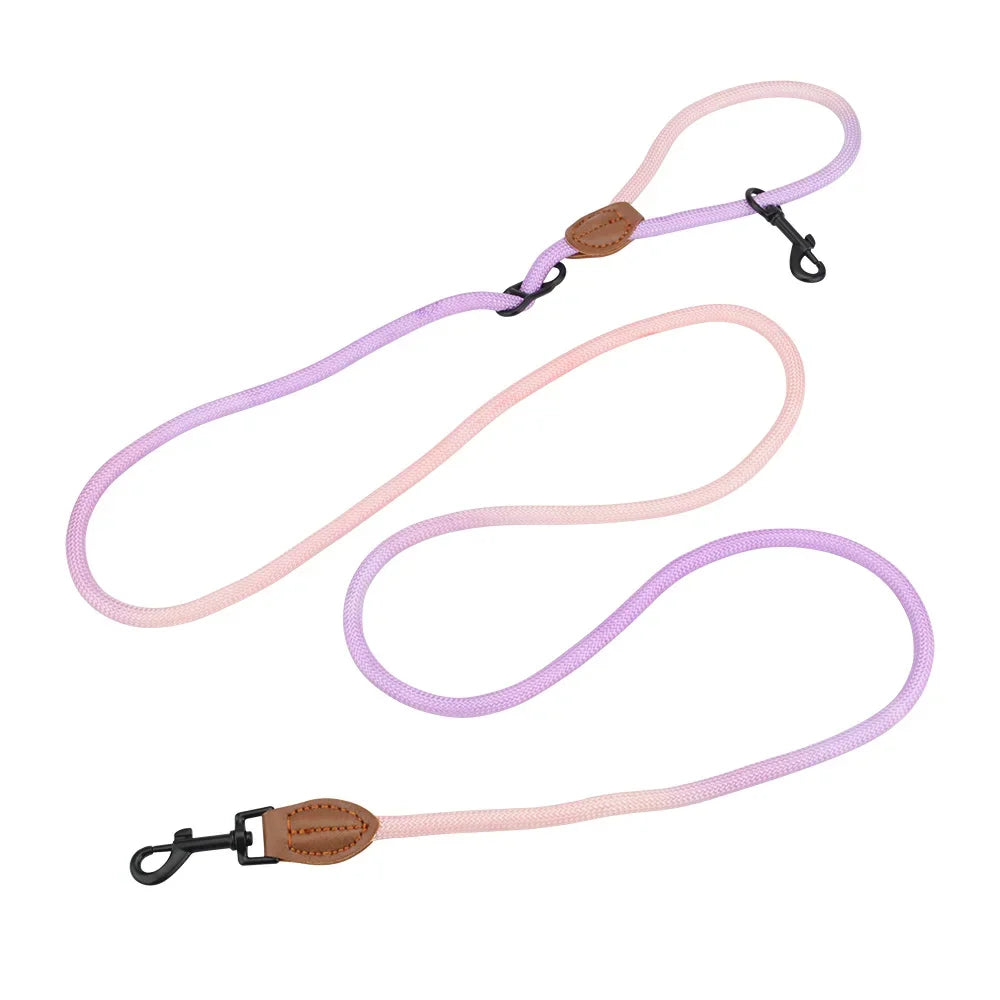 Hands-Free Crossbody Double Dog Leash — Adjustable Nylon Running & Walking Leash | 5 Prints | 92.5"