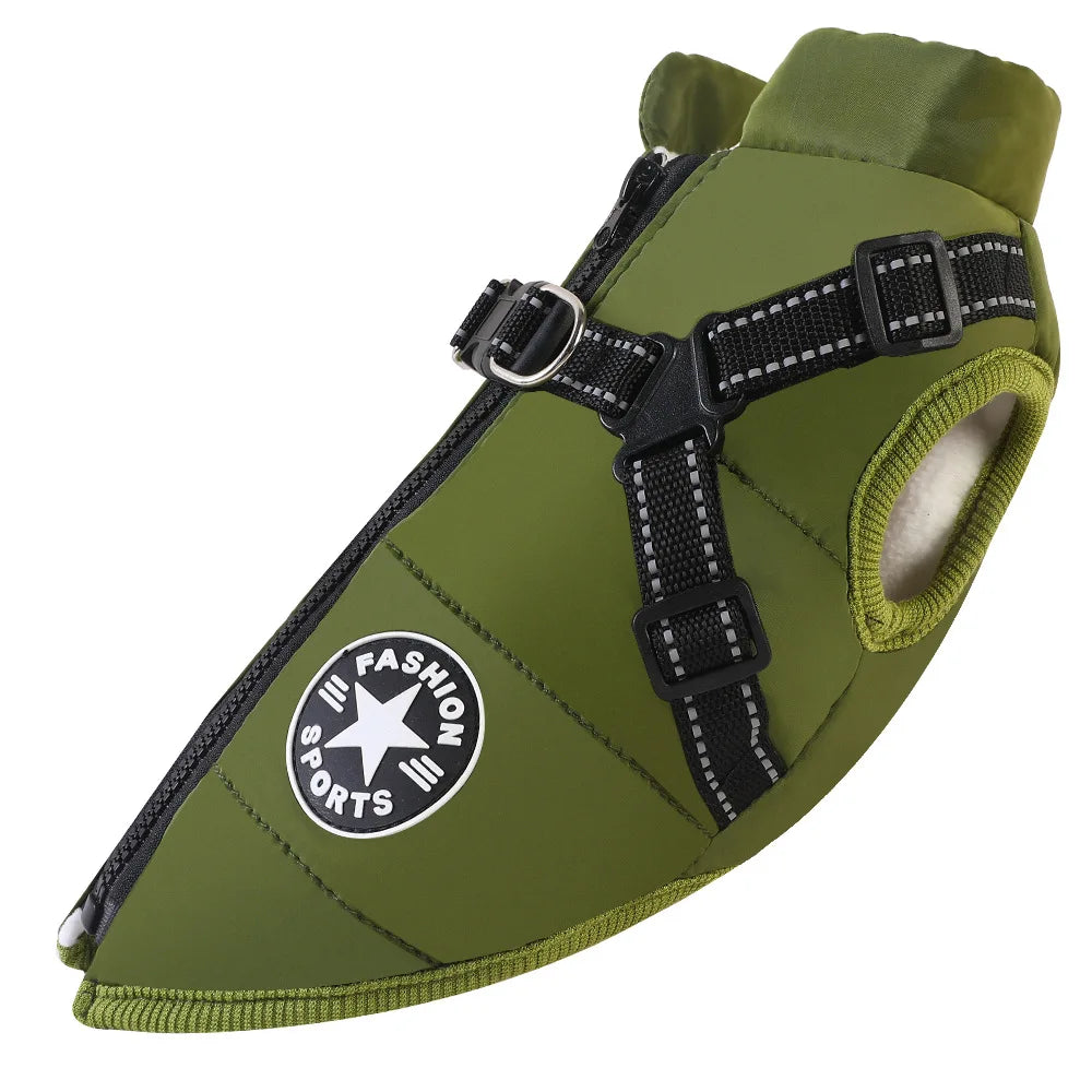 Winter Waterproof Dog Jacket with Built-In Harness — Warm Coat Vest for Small & Medium Dogs